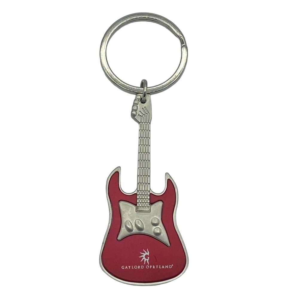 Gaylord Opryland Nashville Tennessee Red & Silver Guitar Keychain
